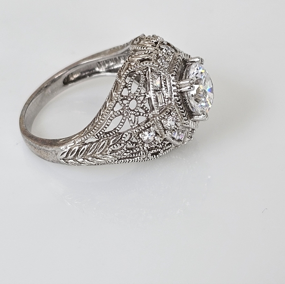 Authentic Victoria Wieck Art Deco Diamonique Ring Sterling Silver Size 7 - Picture 14 of 14